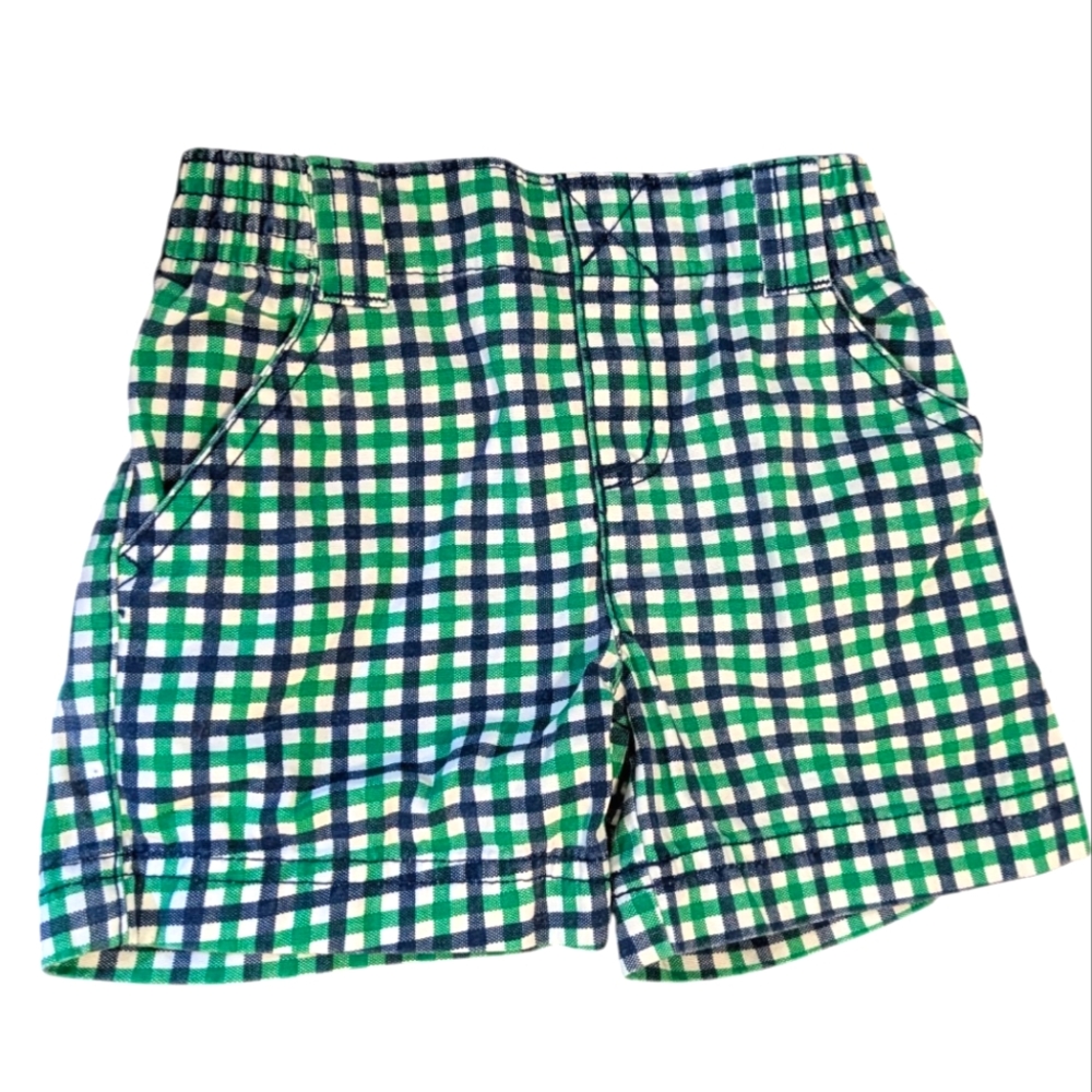 Y2K Vintage Circo Infant Green Blue Checkered Shorts Size 6 Months